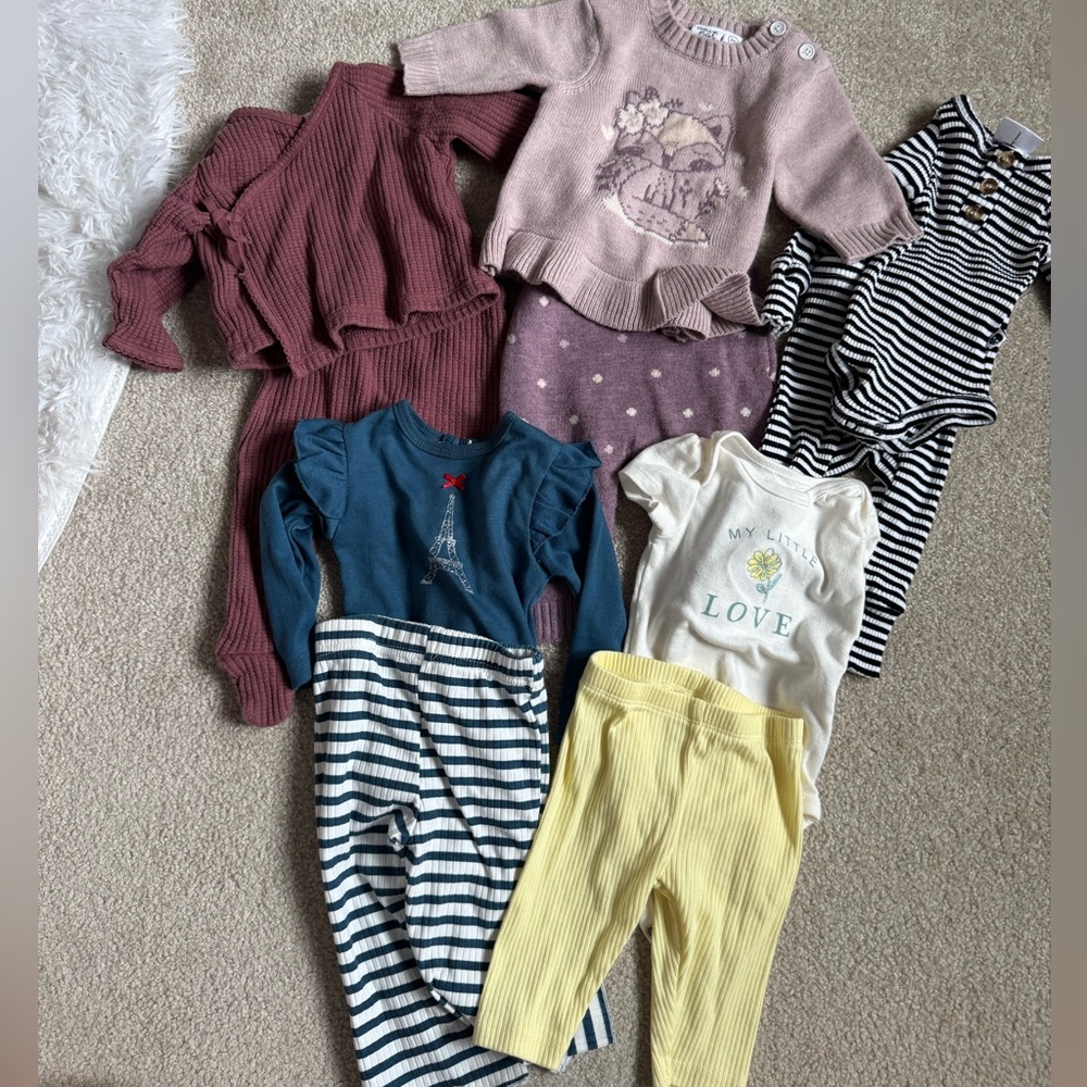 Bundle of Baby Outfits Size 3-6M. Brands include Zara, Deux par Deux, Carter’s